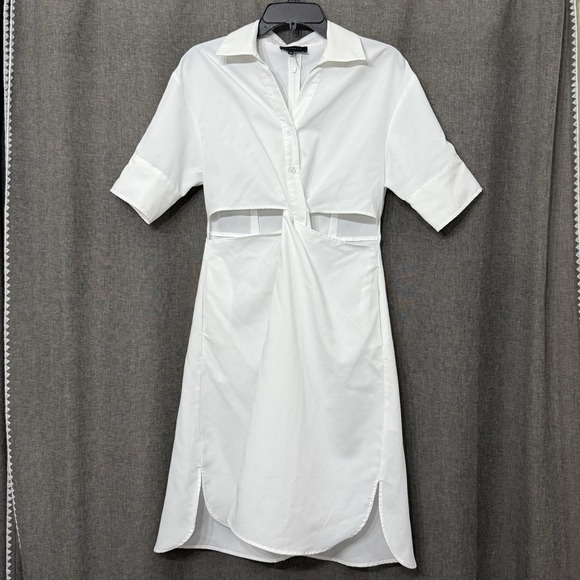 Gracia Womens White Twist Front Cut-Out Shift Dress Evening Small - Picture 2 of 6
